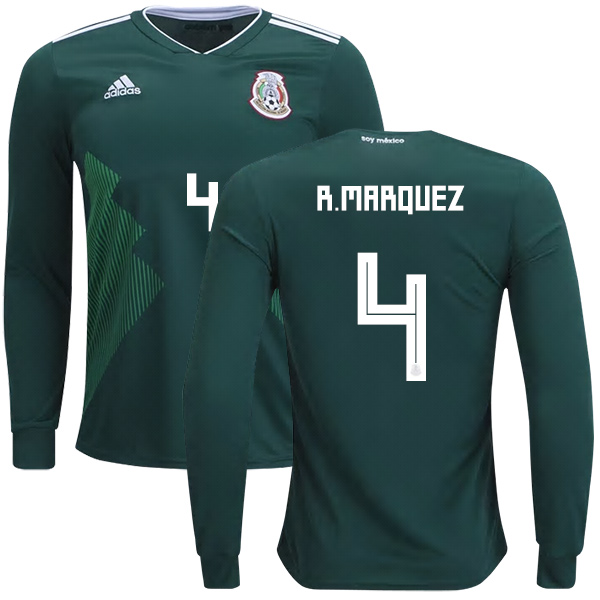 Mexico #4 R.Marquez Home Long Sleeves Kid Soccer Country Jersey
